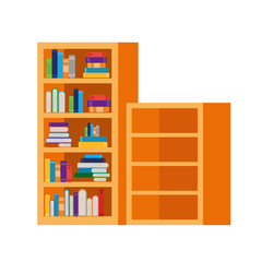 shelving with books in white background
