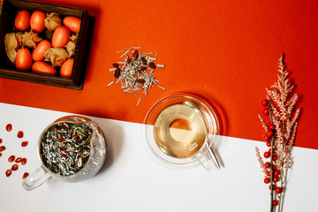 abstract floral tea leaves infusion