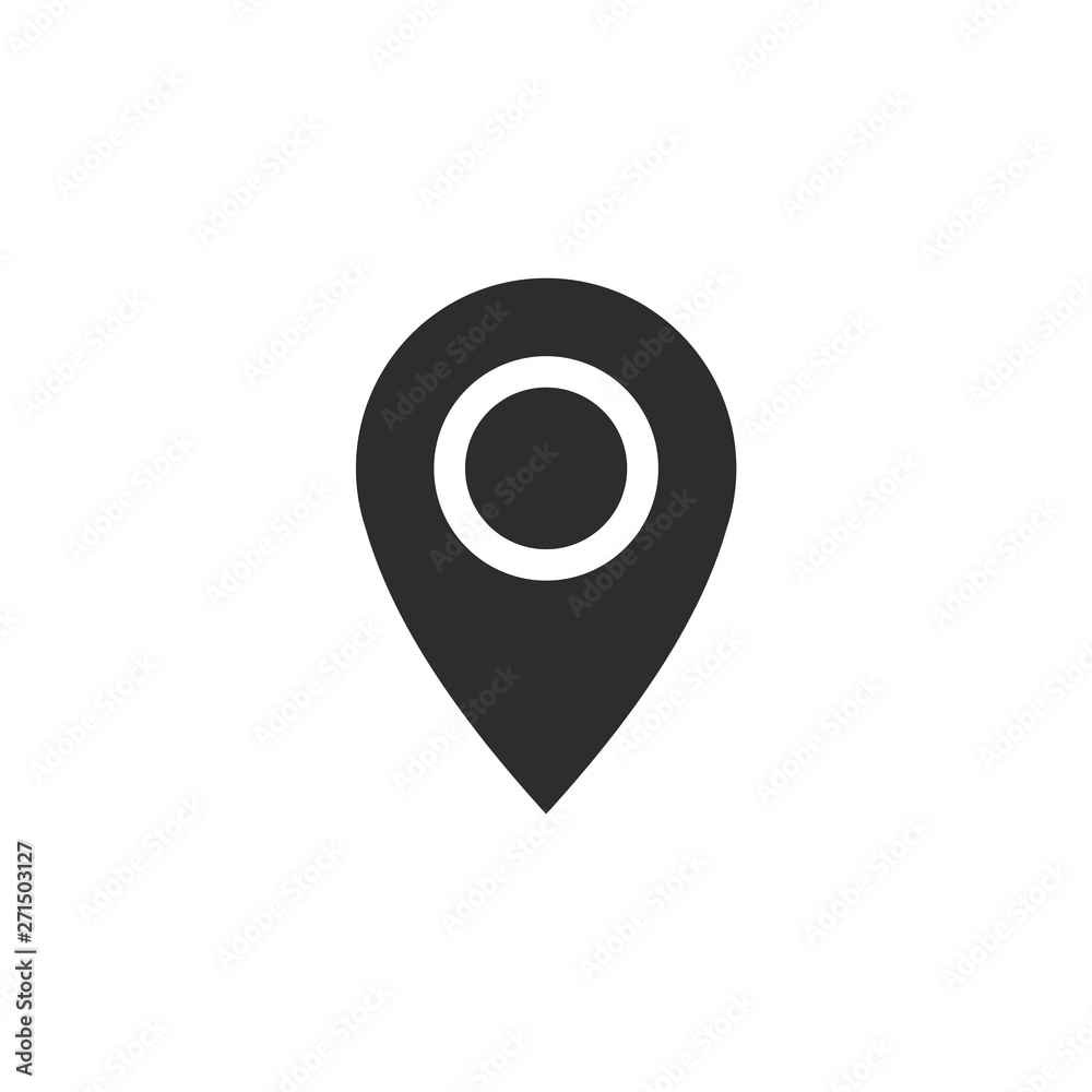 Poster Pin flat point logo vector illustration. Gps pointer mark. Location map icon on white background
