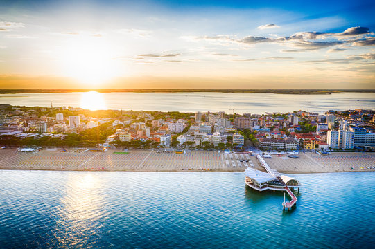 Lignano Sabbiadoro beach in Italy