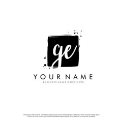 G E GE initial square logo template vector