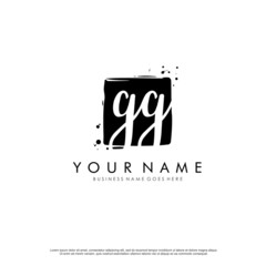 G GG initial square logo template vector