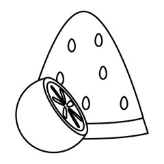 fresh watermelon portion with orange