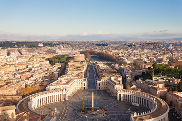 Saint Peter square aerial view, Vatican city