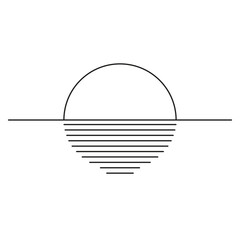 Moon or sun on the water in modern style isolated on white background