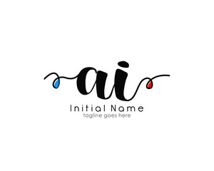 A I AI Initial brush color logo template vetor
