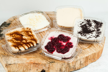 panna cotta - desserts of different flavors and presentation