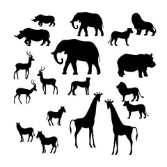 Manimals pattern, vector, art, black animals, monochrome,  black, white, contour, silhouette, set, isolated, elephant, lion, lioness, cheetah, zebra, antelope, rhinoceros, hippopotamus, giraffe, obile
