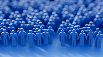 Infinite people crowd; corporate and teamwork concepts, 3d rendering