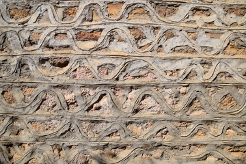 texture of cement and limestone walls with bricks.