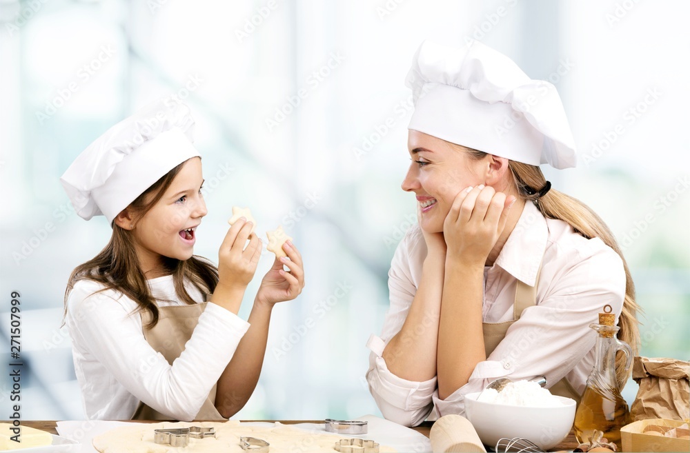 Poster portrait of adorable little girl with food