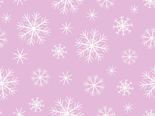 Fototapeta na wymiar Decorative white snowflakes on a pink background. Pattern