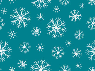 Fototapeta na wymiar Decorative gray snowflakes on a turquoise background.Vector snowflakes