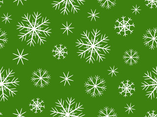  Decorative gray snowflakes on a green background.