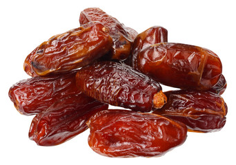 date fruit isolated on white background. top view