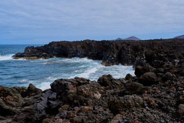 Fototapeta na wymiar the rocky coast called in Spanish - los hervideros - near El Golfo, Lanzarote