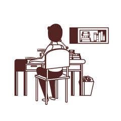 man student sitting in school desk
