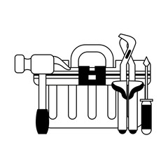 tools set collection workshop icons cartoon in black and white