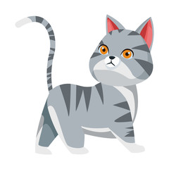 Fototapeta na wymiar gray cat icon cartoon isolated