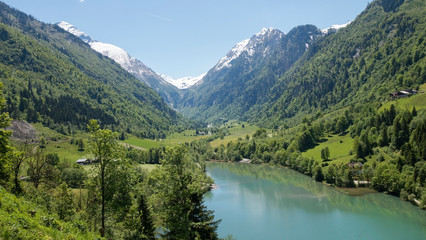 Austrian alpine nature, lake and mountains