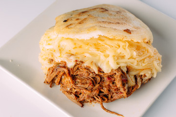 Arepas, South American food made from piled corn