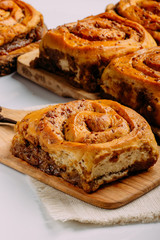 Cinnamon rolls with cheese baked and ready to eat. Golfeados typical dessert in Venezuela.