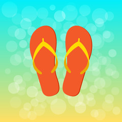 Summer background with orange flip flop. Vector illustration
