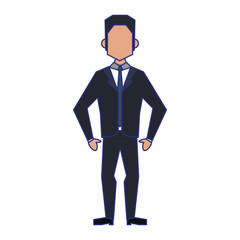 business man avatar icon cartoon blue lines