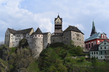 View of Loket castle with church