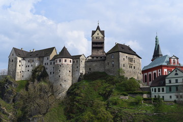 Fototapeta premium View of Loket castle with church