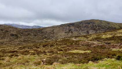 Fototapeta na wymiar West Hiland Way Track, landscape between Kingshouse and Kinlochleven, long distance hike - Scotland, UK
