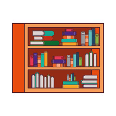 shelving with books in white background