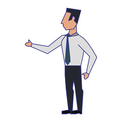 business man avatar icon cartoon blue lines