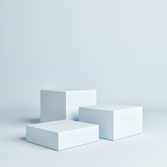 Abstract geometry blue concept winner podium, 3d  illustration