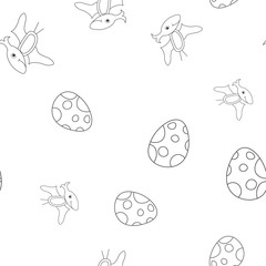 Dinosaur pterodactyl and egg seamless pattern