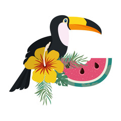 Obraz na płótnie Canvas pattern of toucan and summer flower
