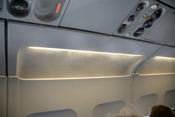 Water vapor condensating at air condition oulets of aircraft cabin