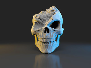 Smoke skull with missing cranium