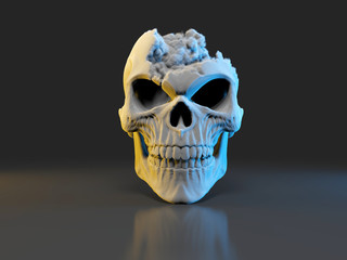 Skull created out of thick smoke