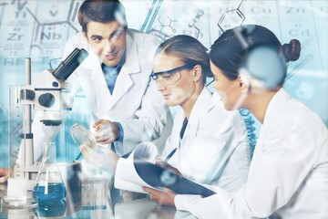 Two scientists conducting research in a lab environment