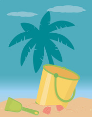 Sand bucket of summer and beach design