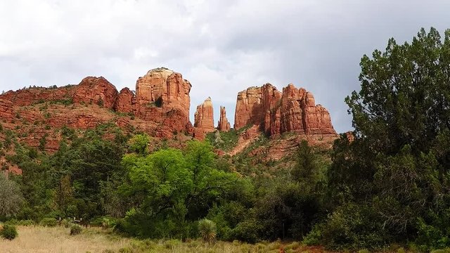 Cathedral Rock Against Cloudy Sky- Sedona Arizona