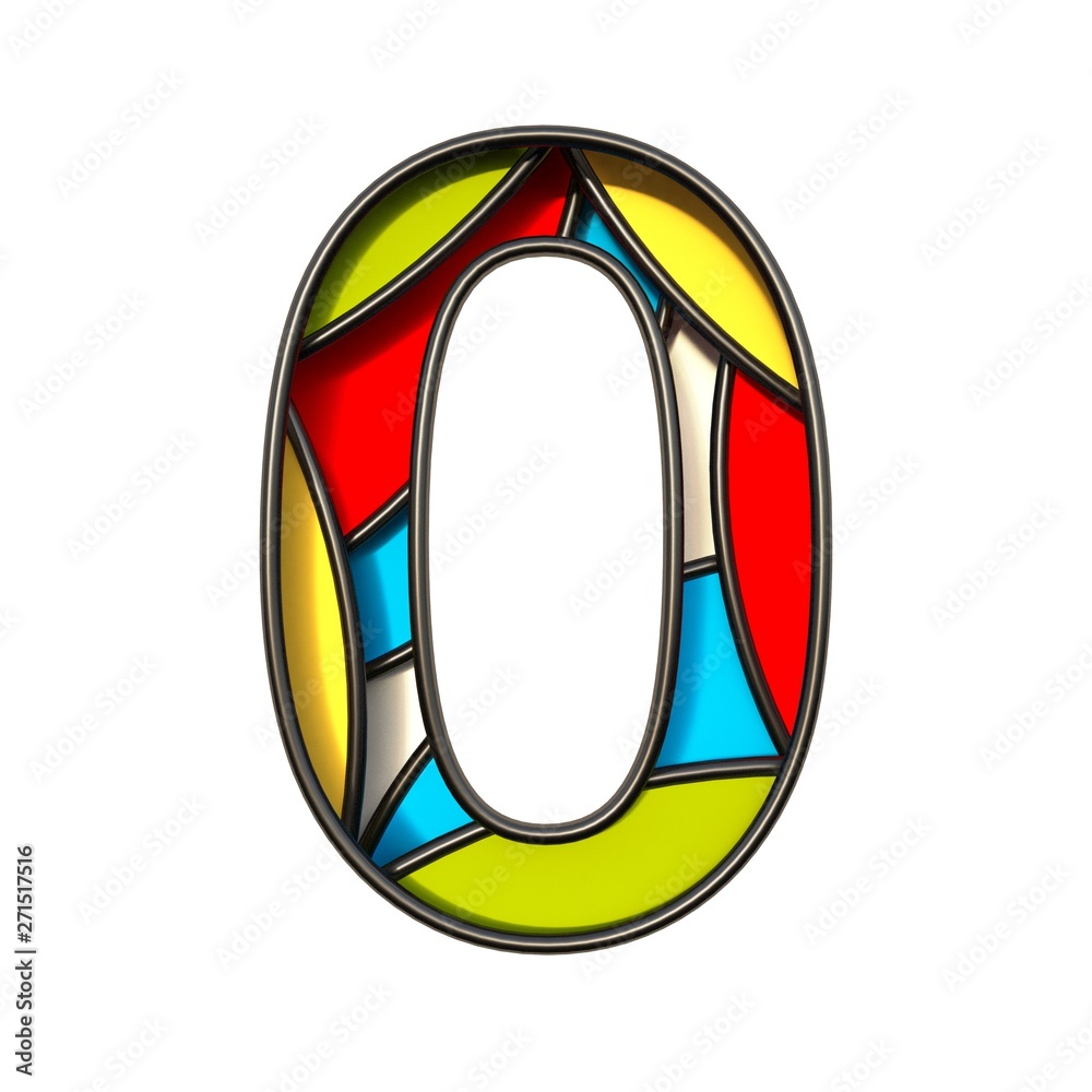 Fototapete Multi color layers font Number 0 ZERO 3D