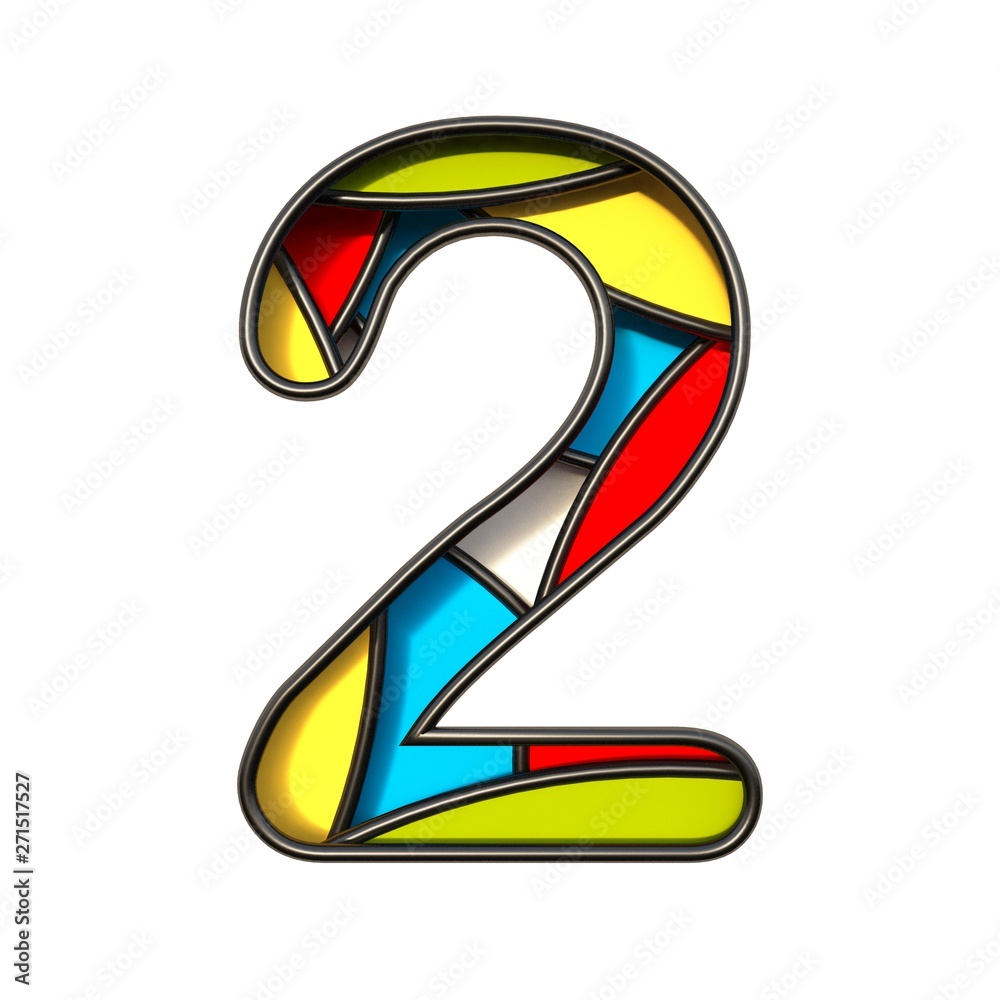 Fototapete multi color layers font number 2 two 3d
