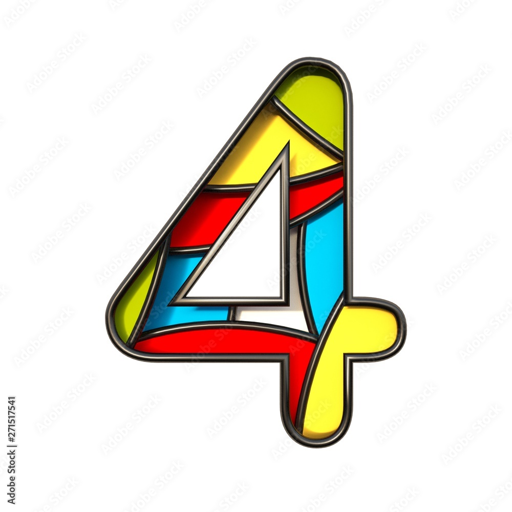 Fototapete Multi color layers font Number 4 FOUR 3D