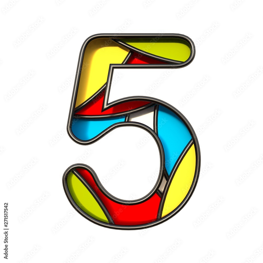 Fototapete multi color layers font number 5 five 3d