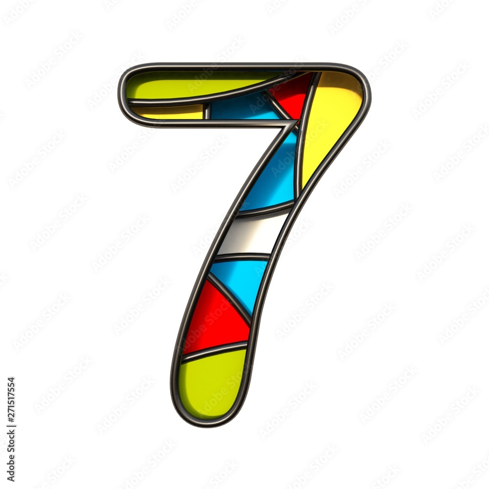 Fototapete multi color layers font number 7 seven 3d
