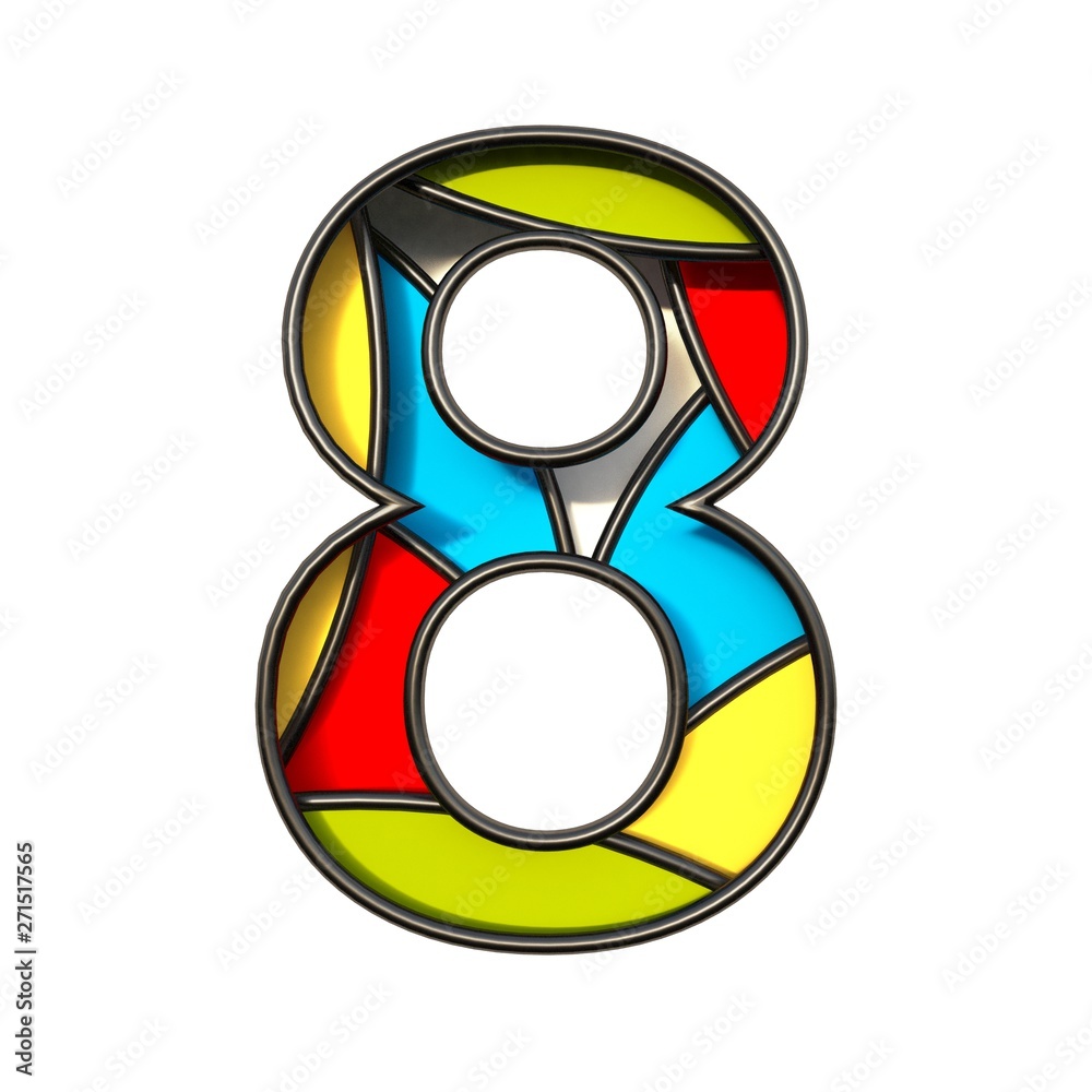 Fototapete Multi color layers font Number 8 EIGHT 3D