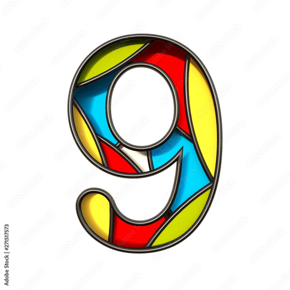 Fototapete multi color layers font number 9 nine 3d