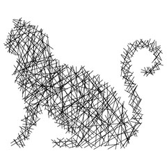 Silhouette cat with straight lines vector illustration sketch doodle hand drawn with black lines isolated on white background